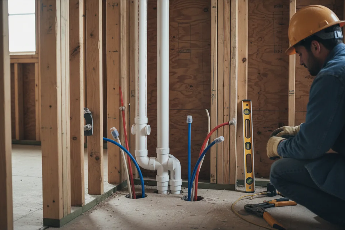 Drain and supply rough-in during Leak Detection in Kure Beach