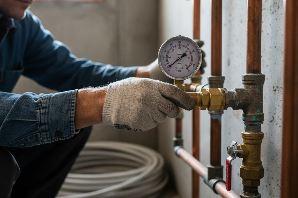 Pressure testing a repaired line during Water Line Repair in Kure Beach